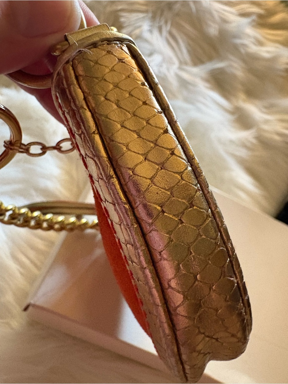 RARE COACH VINTAGE KOI FISH MULTICOLOR GOLD ORANGE LEATHER BRASS CHAIN WRISTLET - Picture 11 of 15